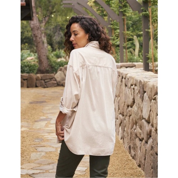 FRANK & EILEEN SHIRLEY Oversized Button-Up Shirt in Beige Sand Color Size XL - Picture 4 of 16